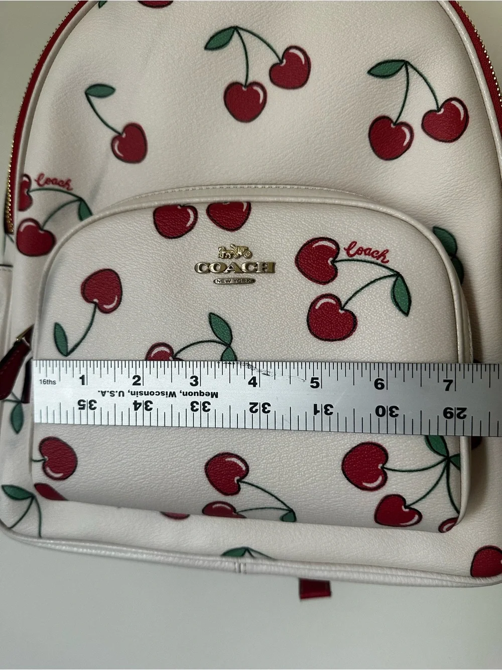 Authentic Coach Court Backpack With Heart Cherry Print CE628 - Picture 6 of 10